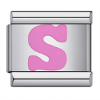 Pink & Silver Letter Charm – S