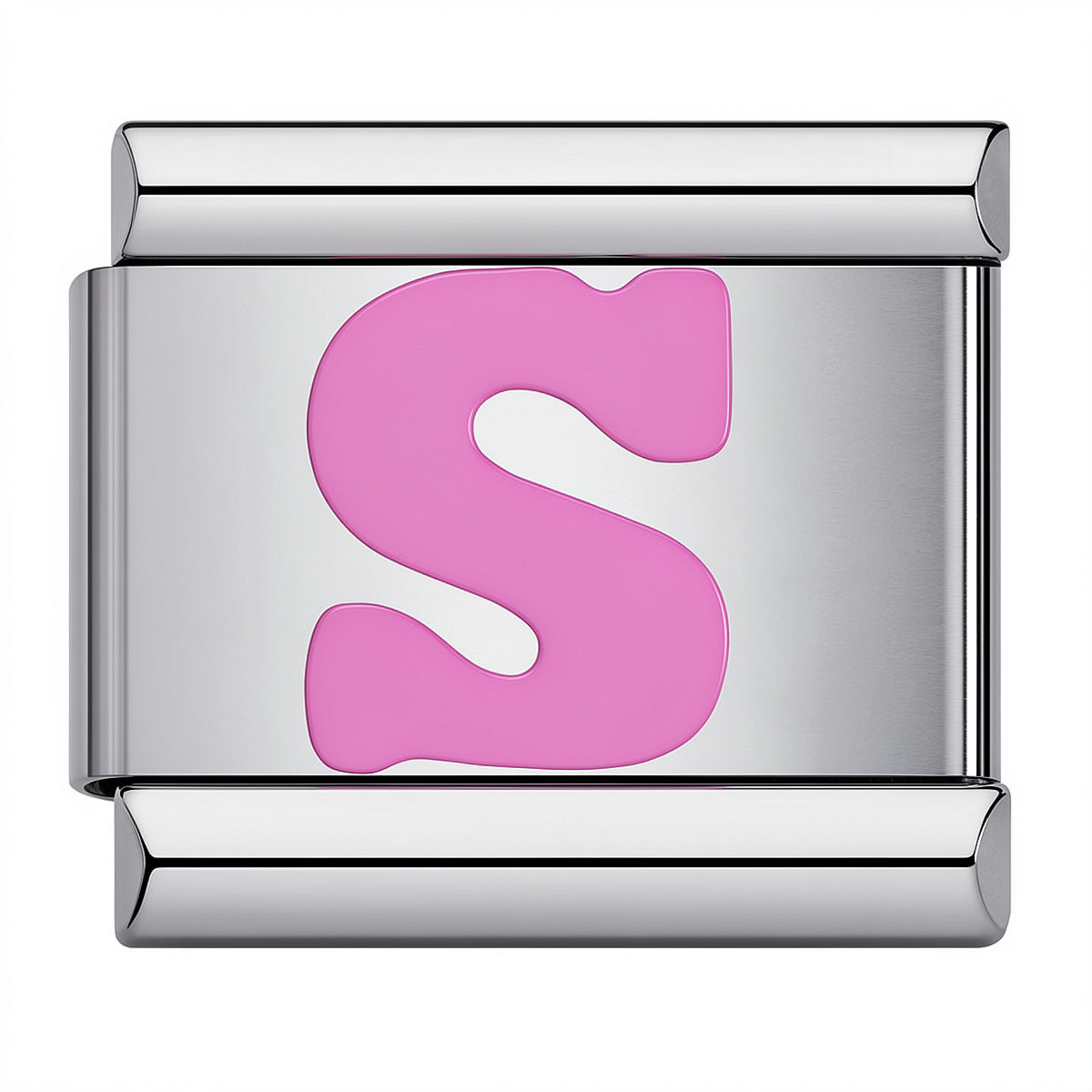 Pink & Silver Letter Charm – S