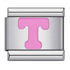 Pink & Silver Letter Charm – T