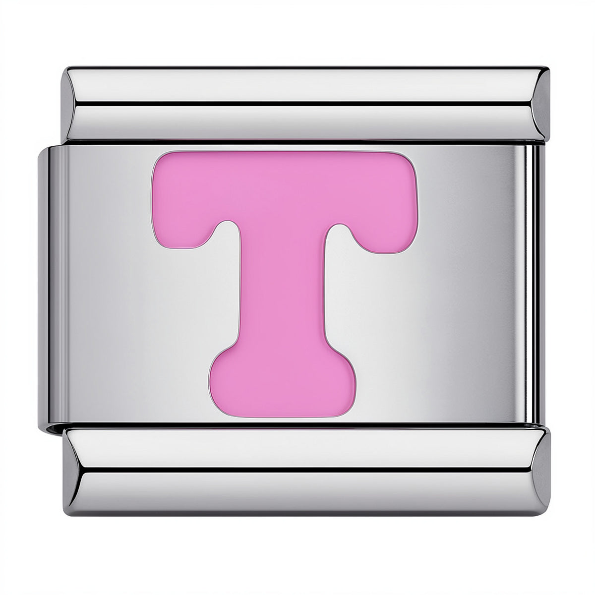 Pink & Silver Letter Charm – T