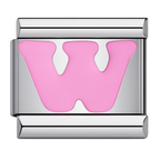 Pink & Silver Letter Charm – W
