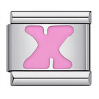 Pink & Silver Letter Charm – X