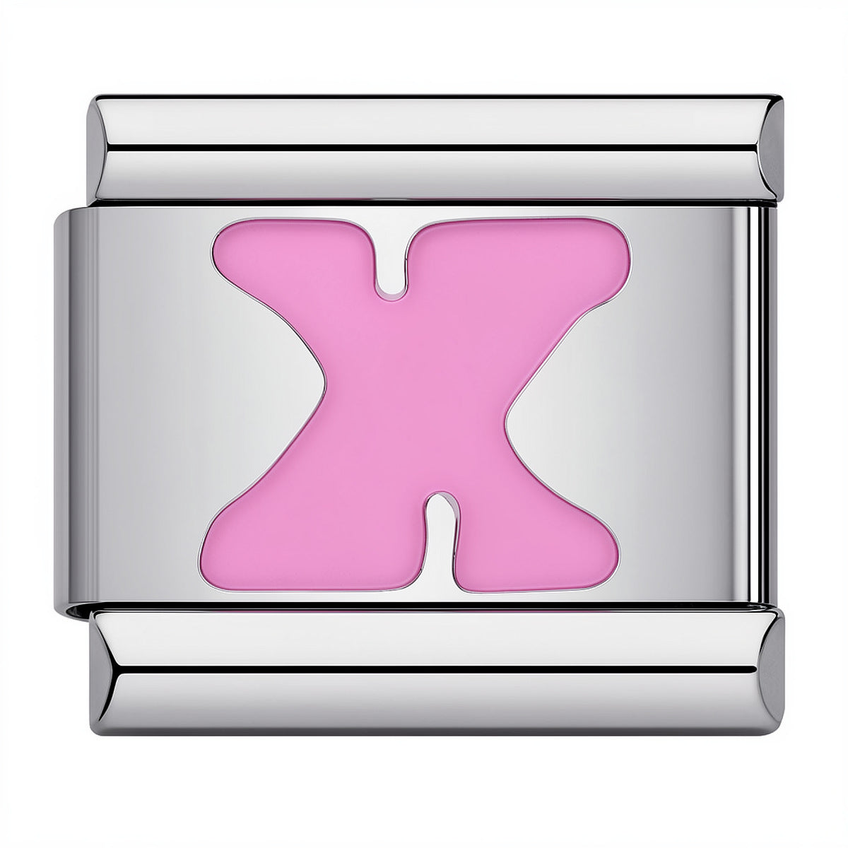 Pink & Silver Letter Charm – X
