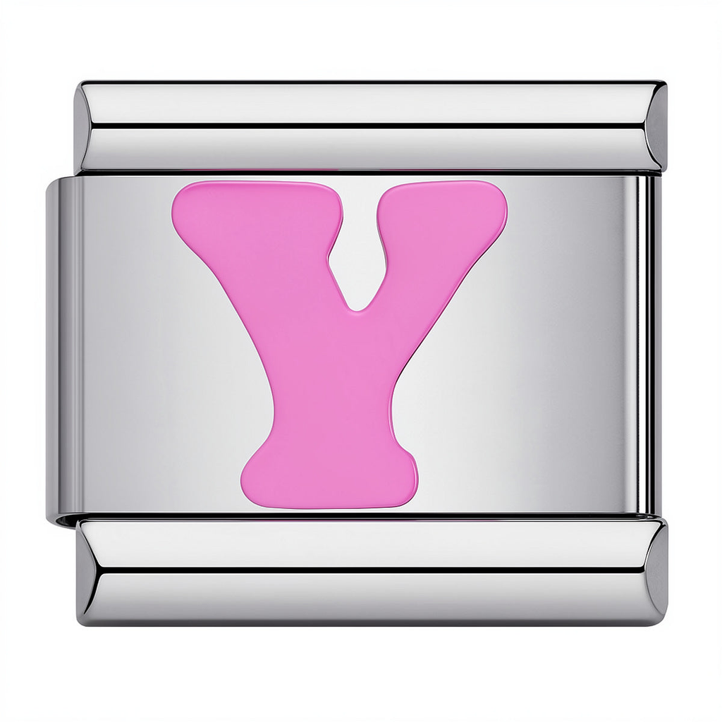 Pink & Silver Letter Charm – Y
