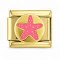 pink starfish gold Italian charm on a white background