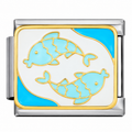 Pisces zodiac Italian charm with silver base