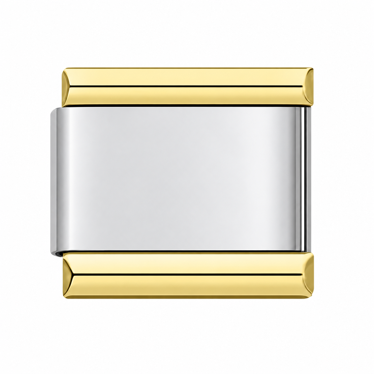 Plain Silver with Gold Edges single Italian charm link
