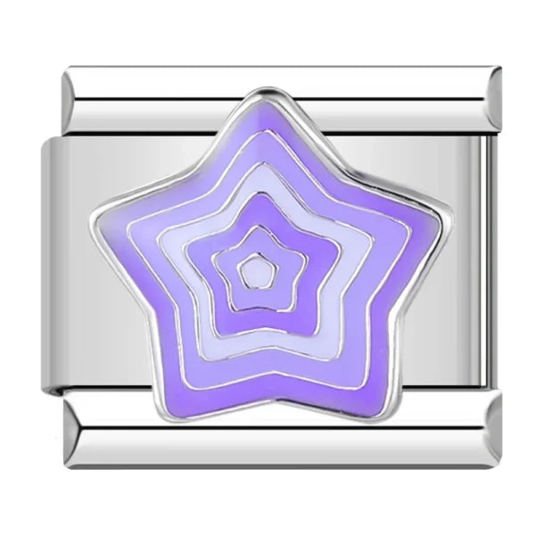 Purple Layered Star — Silver Italian bracelet charm