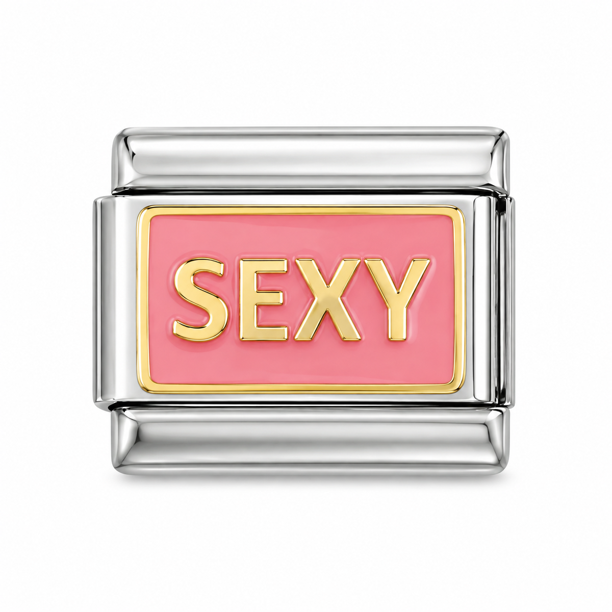 sexy silver Italian charm on a white background
