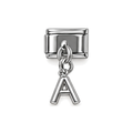 Silver letter A dangle charm on white background