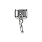 Silver letter I dangle charm on white background