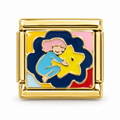 Star Hug on a gold-tone Italian charm link, white background