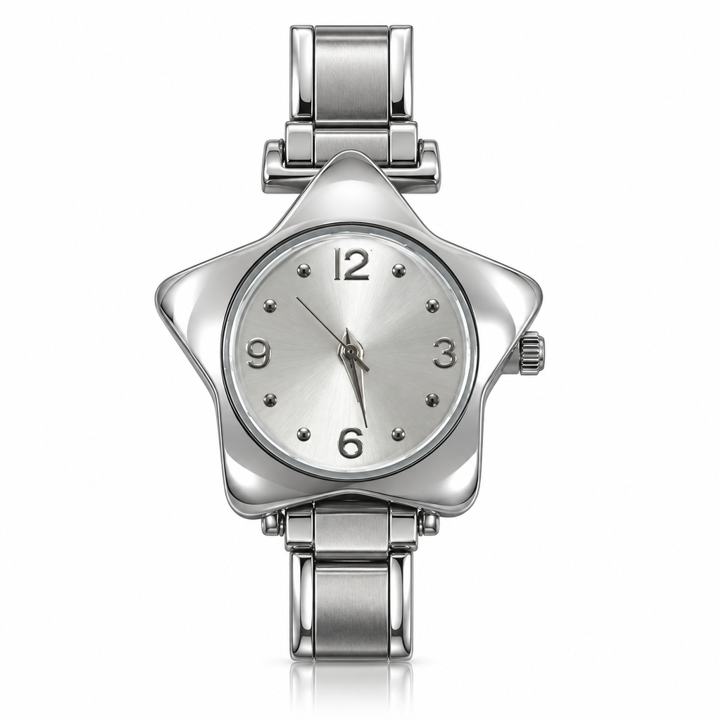 Astra watch head, silver-tone case, silver dial. Watch band not included.