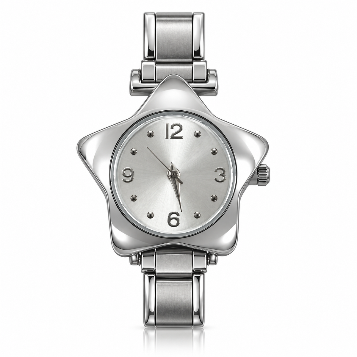 Astra watch head, silver-tone case, silver dial. Watch band not included.