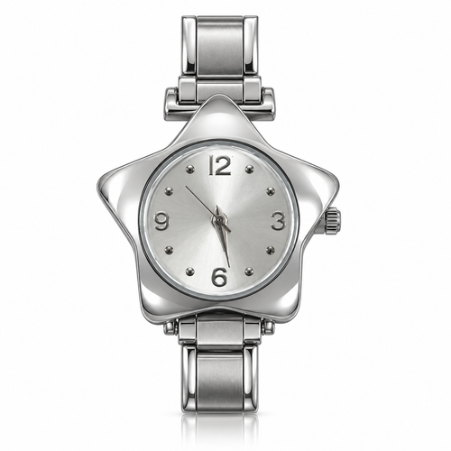 Astra watch head, silver-tone case, silver dial. Watch band not included.