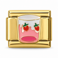 Strawberry Milk on a gold-tone Italian charm link, white background