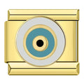 Teal Evil Eye — Gold Italian bracelet charm