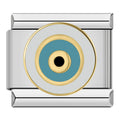 Teal Evil Eye — Silver Italian bracelet charm