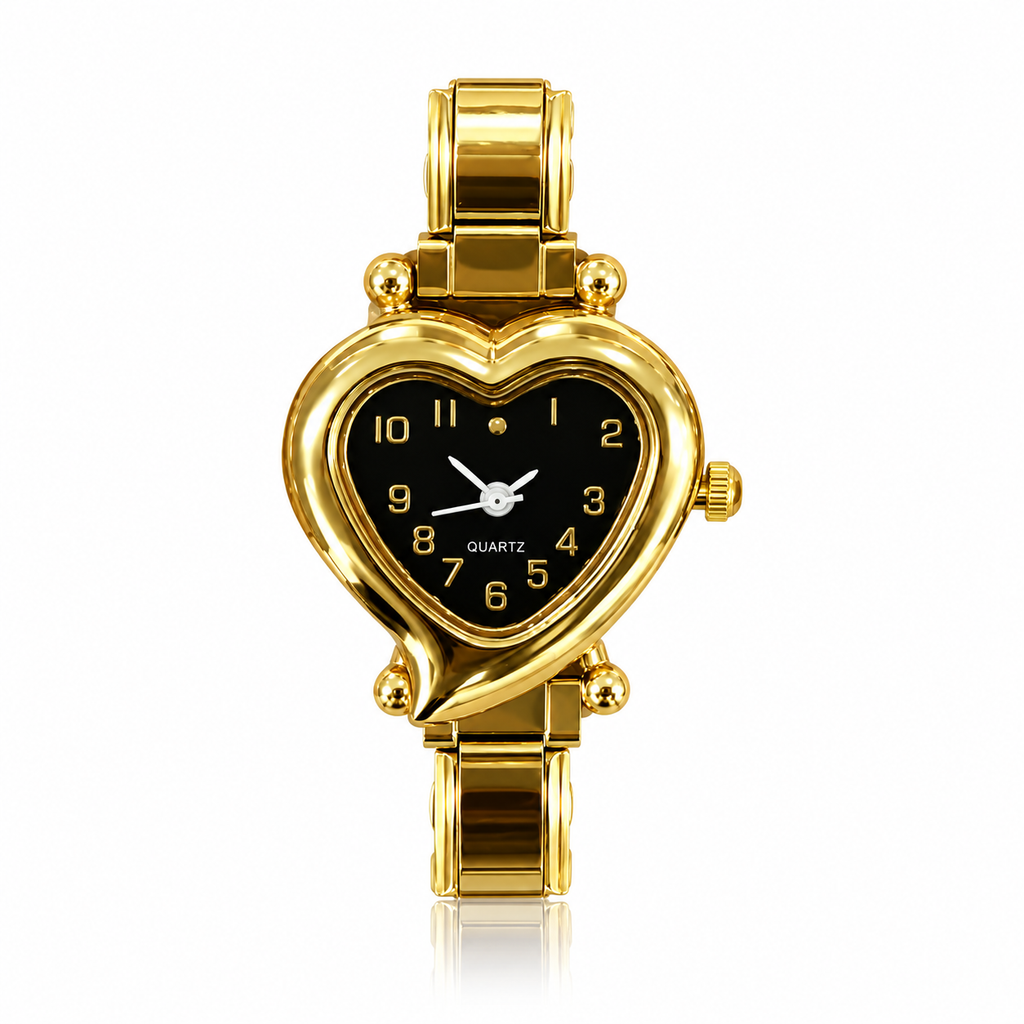 Valentina watch head — black dial, gold-tone case