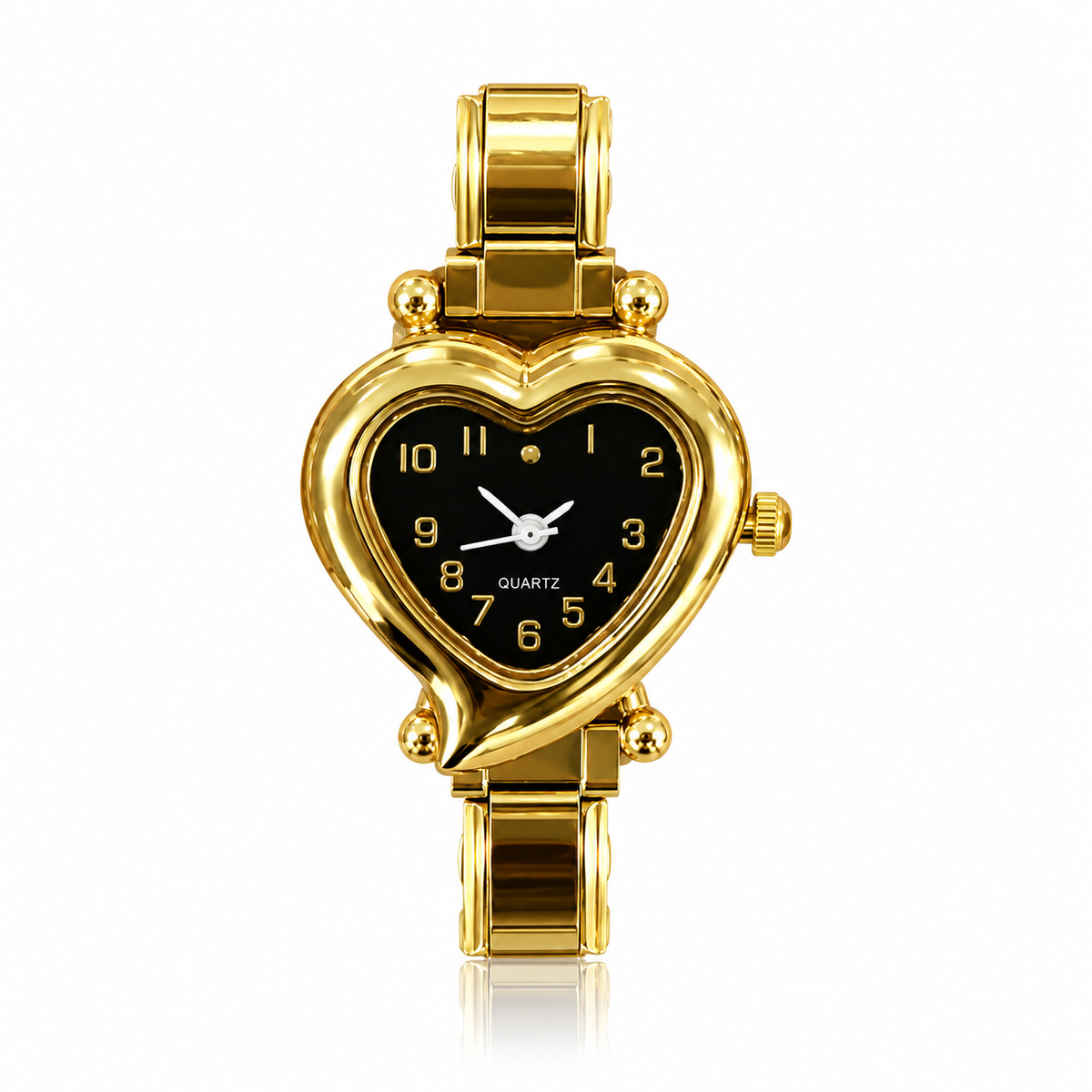 Valentina watch head — black dial, gold-tone case