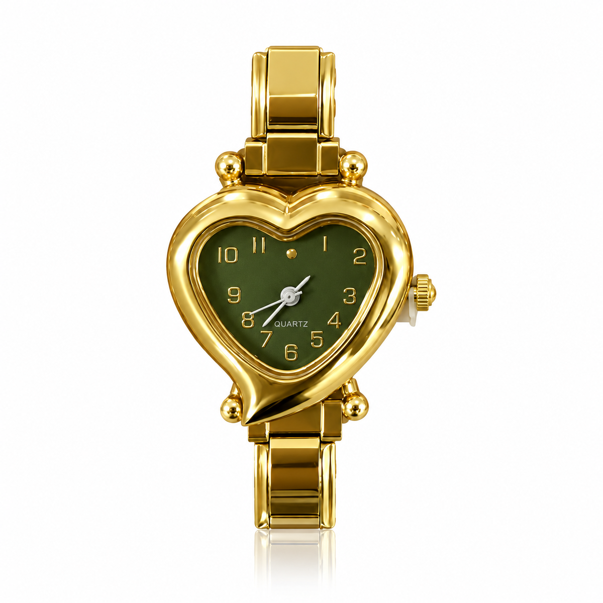 Valentina watch head — olive green dial, gold-tone case