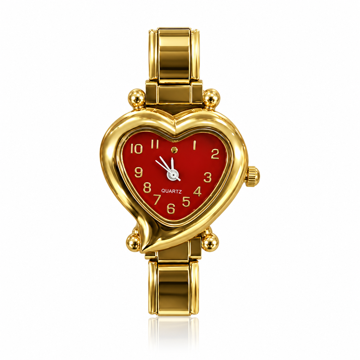 Valentina watch head — red dial, gold-tone case